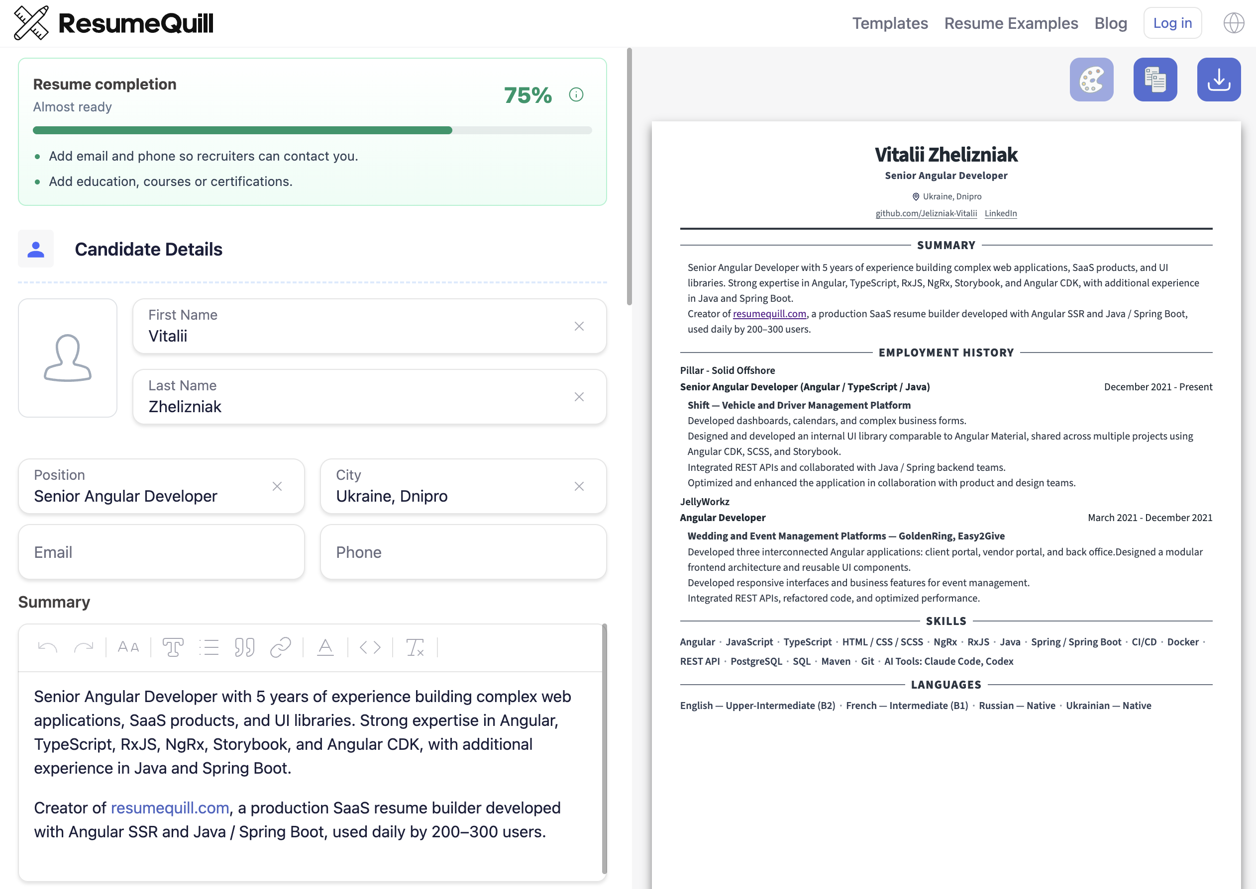 ResumeQuill screenshot 2